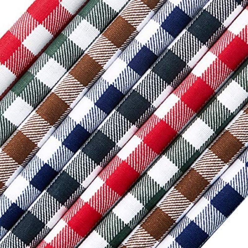 10 Pieces 20 x 20 Inch Christmas Buffalo Plaid Cotton Fabric 5 Colors Christmas Printing Quilting Fabric Squares Black and White Plaid Sewing Patchwork Fabric Christmas DIY Fabric for Craft Supplies