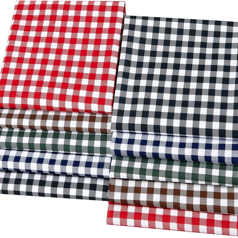 10 Pieces 20 x 20 Inch Christmas Buffalo Plaid Cot...