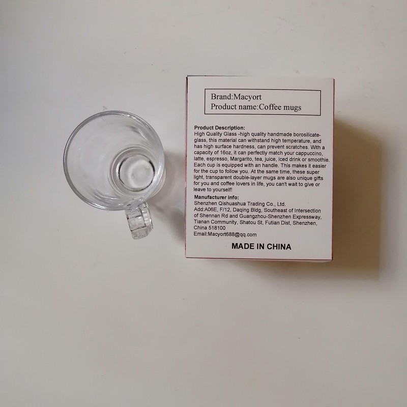 Macyort Coffee Mugs Handle,Insulated Layer Coffee Cups,Clear Borosilicate Glass Mugs,Perfect for Cappuccino,Tea,Latte,Espresso,Hot Beverage