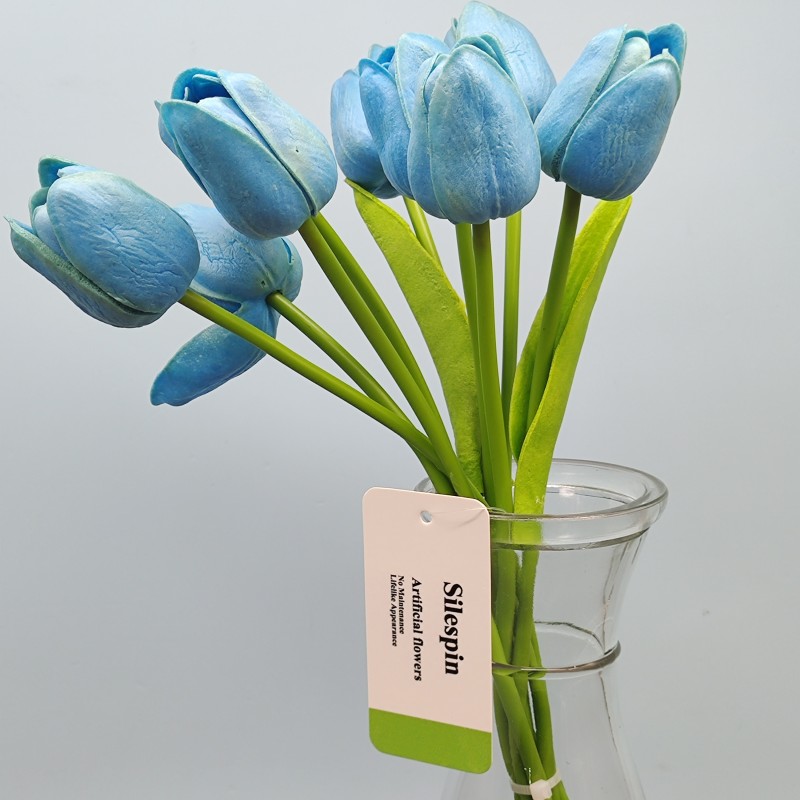 Silespin Artificial Flowers Tulips Artificial PU Tulips 10Pcs Real Touch Fake Flower Arrangement Bouquets for Home Office Wedding Decoration